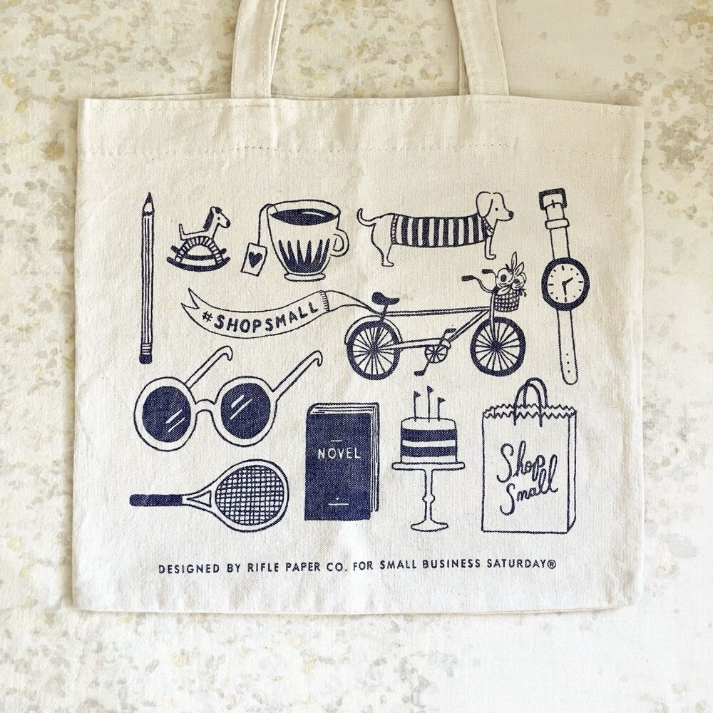 American Express Canvas Tote Bag Shop Small by Rifle Paper Co 14” X 13”